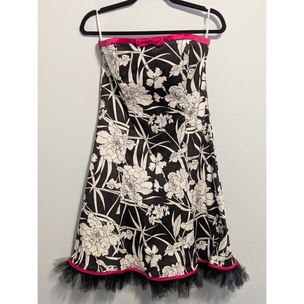 Vintage Jessica McClintock Gunne Sax Y2K black pink floral whimsy formal dress 9